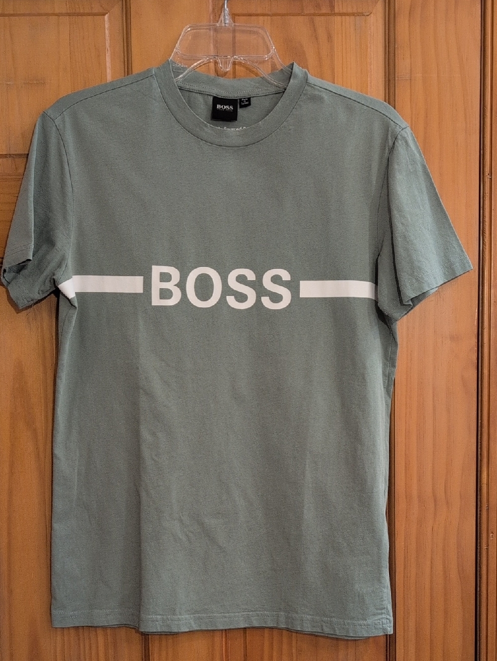Boss Men's Sage Green Logo Short-Sleeve Tee